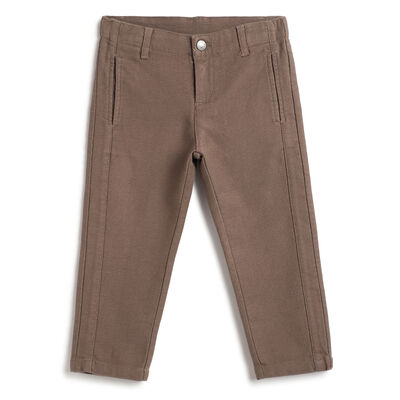 Boys Medium Brown Solid Trousers