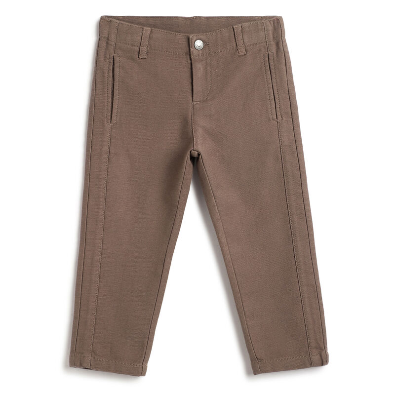 Boys Medium Brown Solid Trousers image number 0