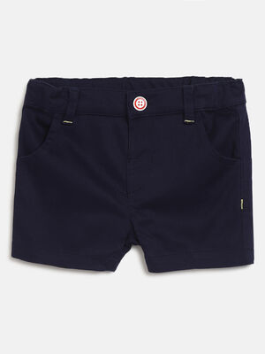 Boys Solid Navy Blue Short Woven Trouser