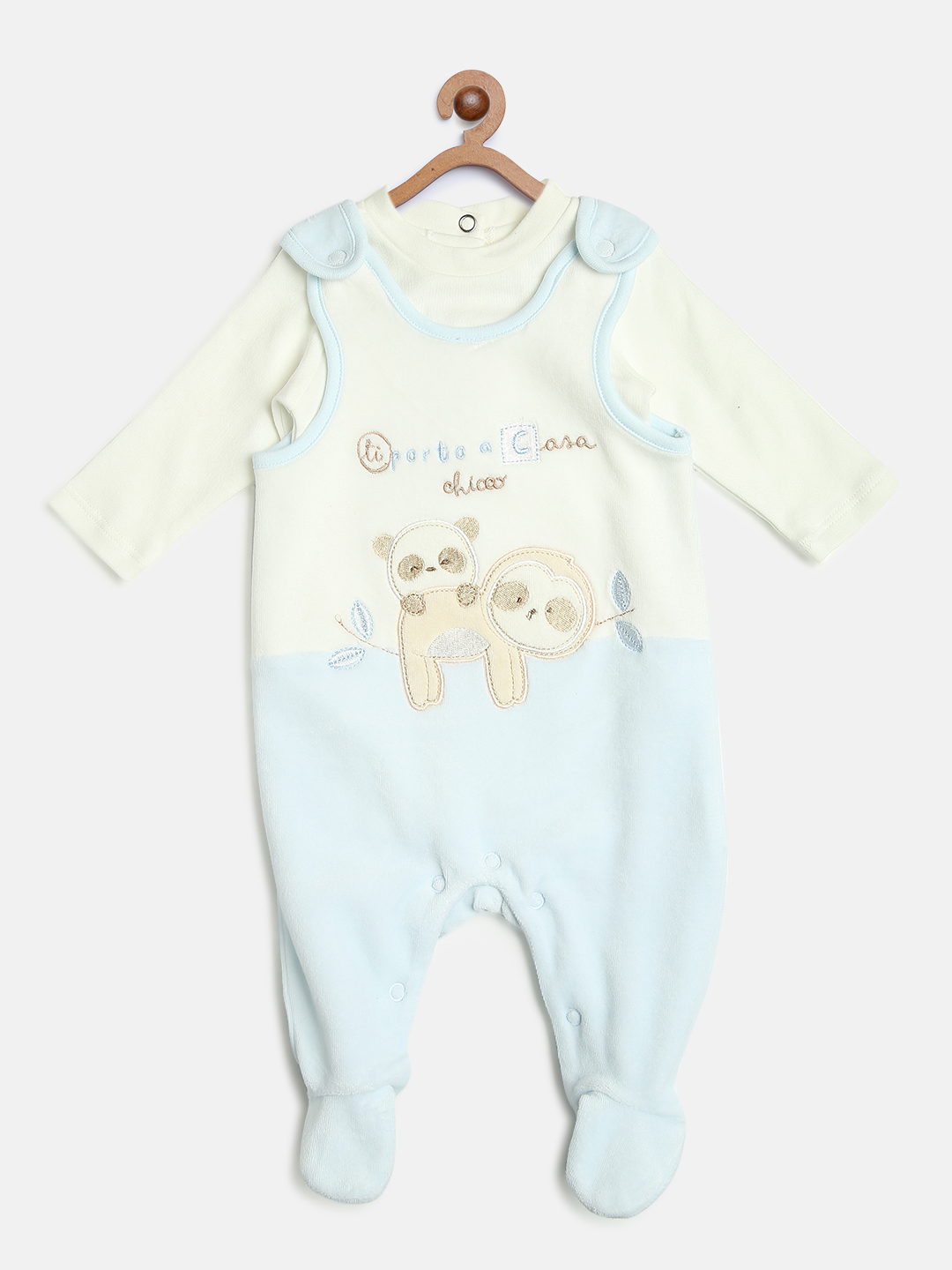 Babysuit - Bodysuit Set  With Applique (2pc)-Blue