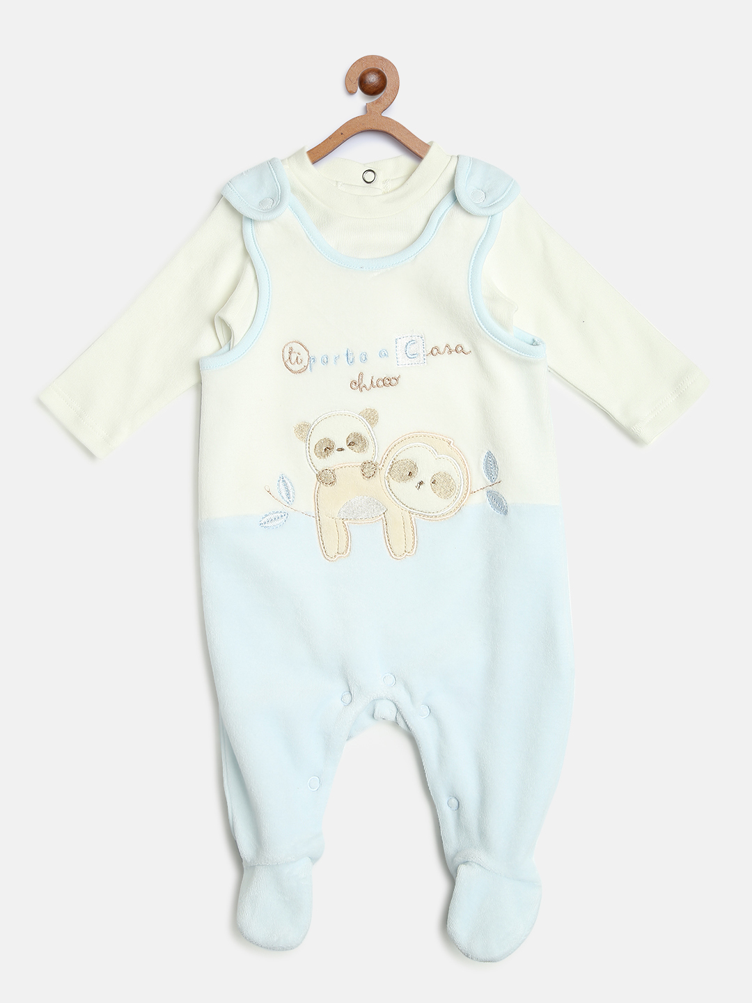 Infants Light Blue Applique Babysuit-Bodysuit Set-Blue