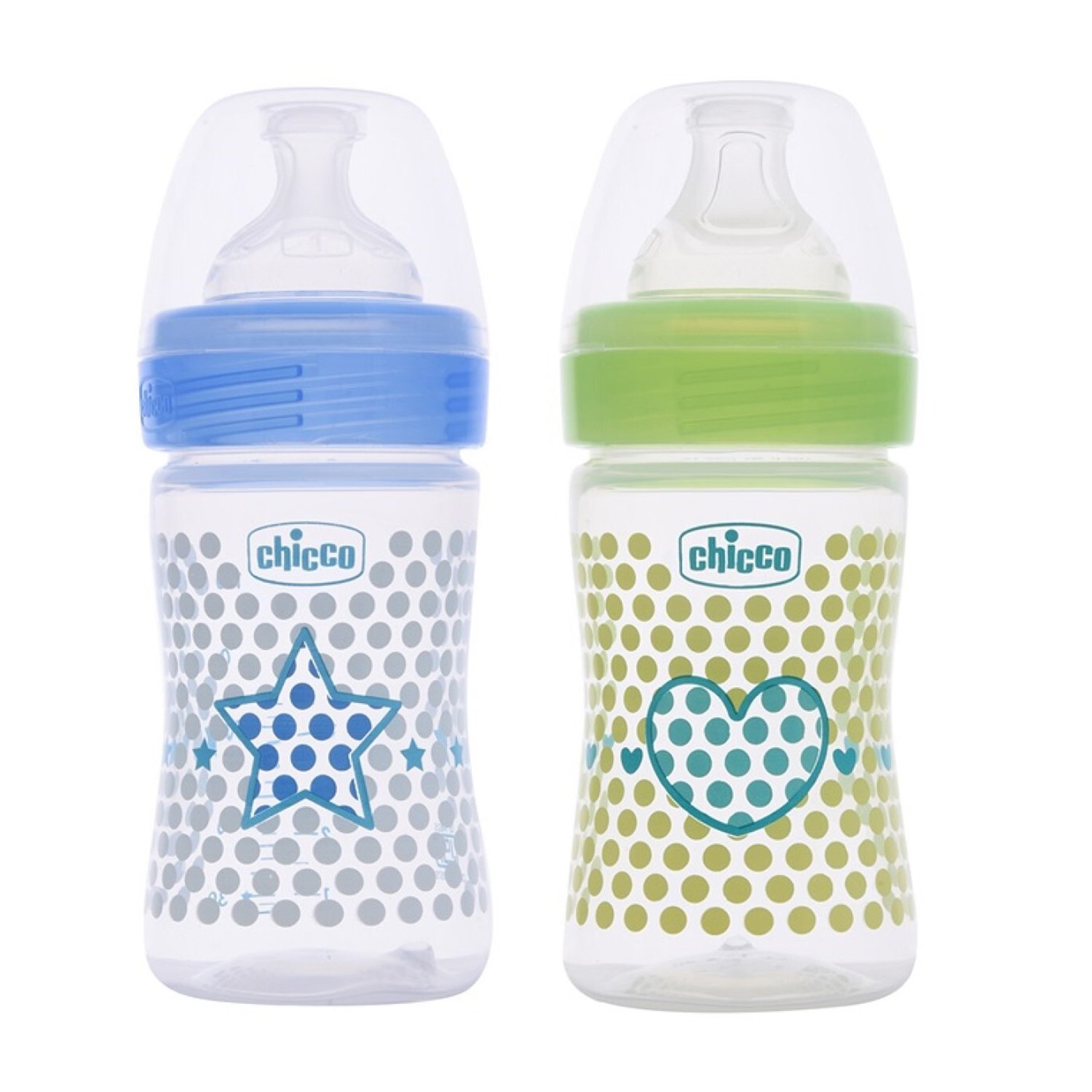 WellBeing Bi-Pack Feeding Bottle (150ml, Slow) (Pink Green)-Blue