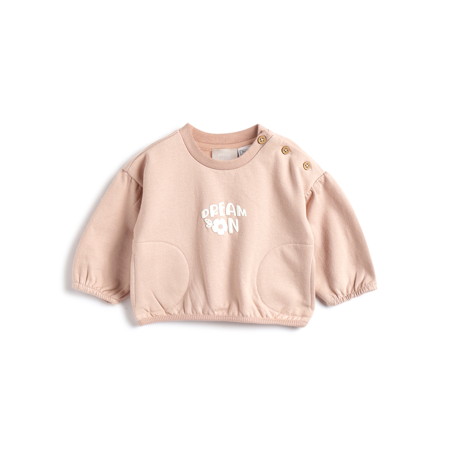 Girls Light Pink Printed Sweatshirt-Pink