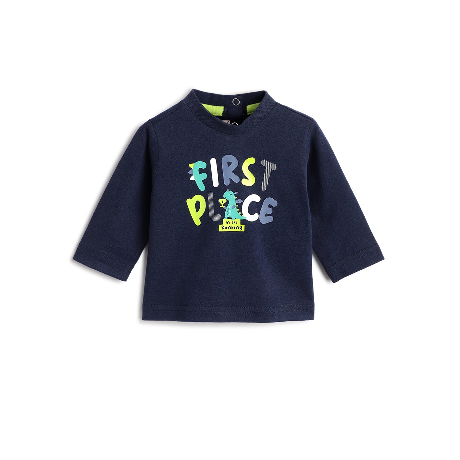 Boys Light Grey Graphic Printed Long Sleeve T- Shirt-Navy Blue
