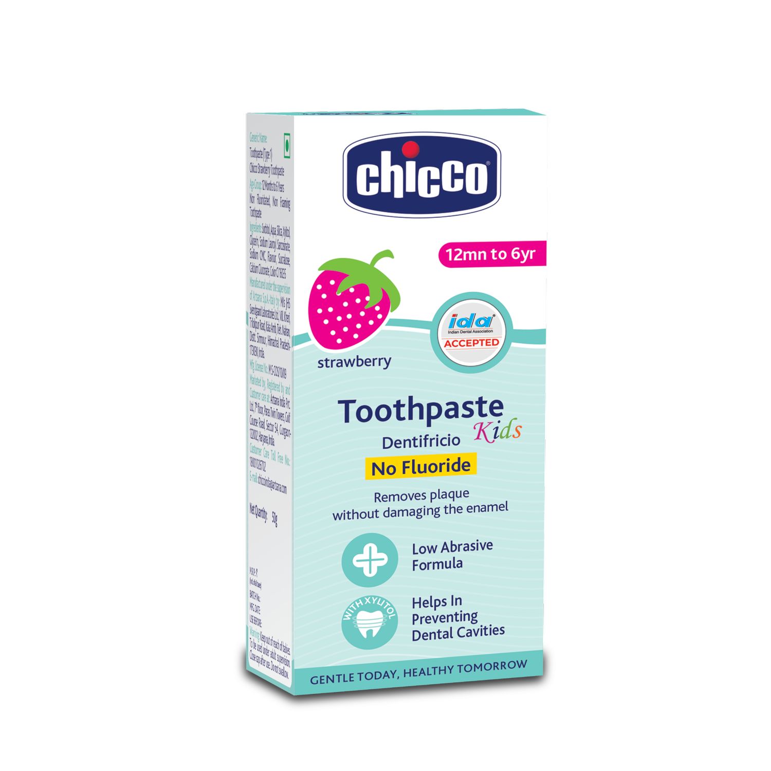 Tooth Paste Strawberry No Fluoride (1Y-6Y) (50g)-Strawberry