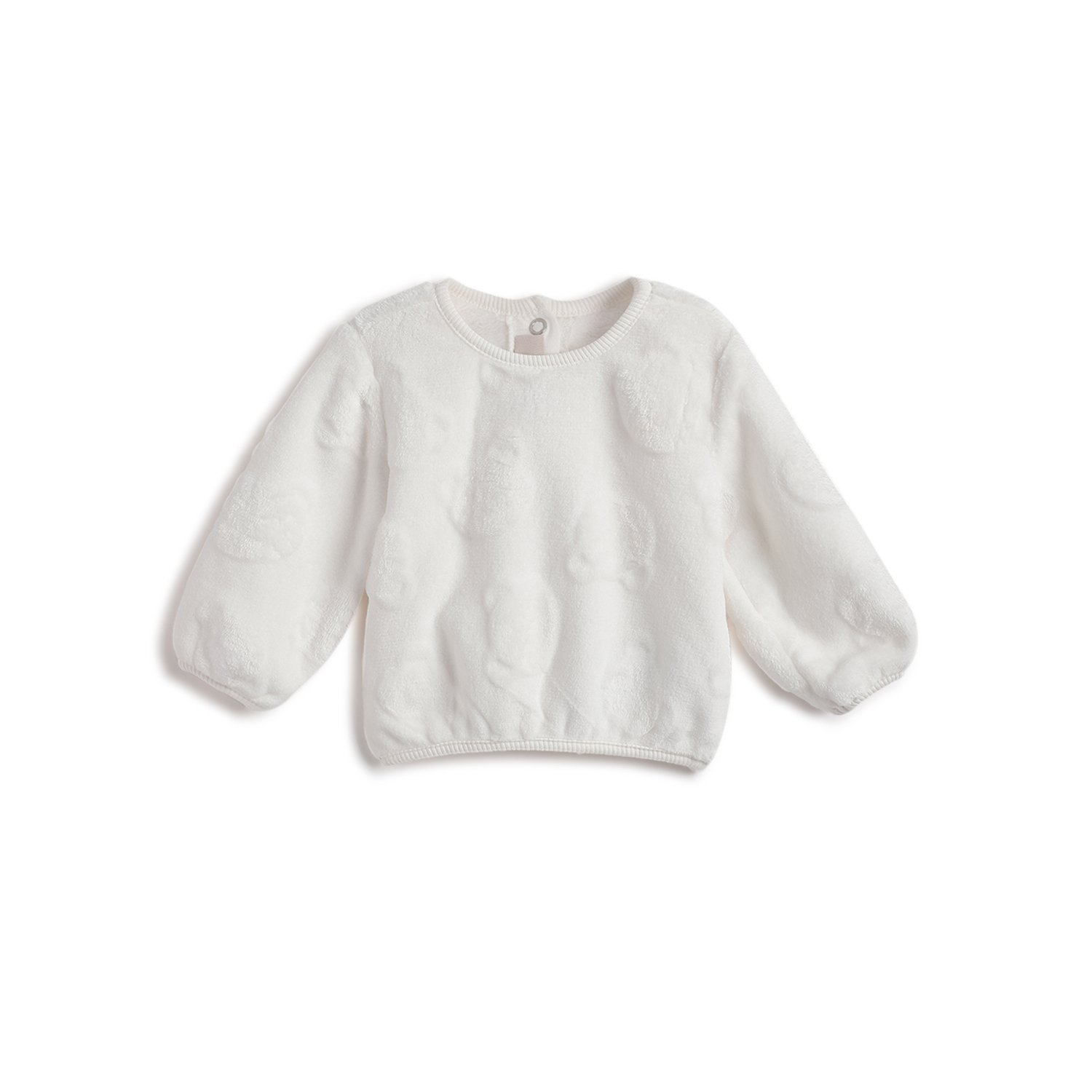 Girls White Self Design Sweatshirt-White