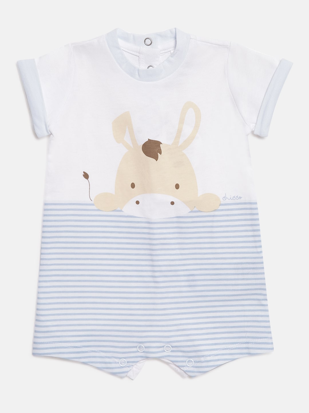 Printed Organic Cotton Romper -Blue-Blue