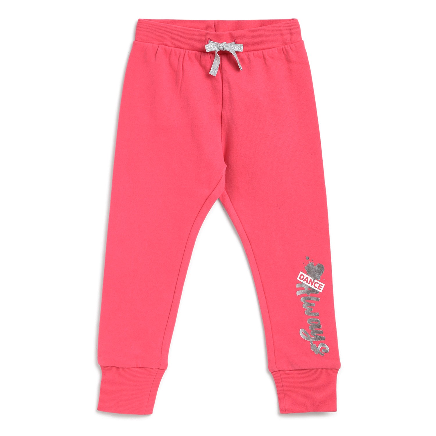Girls Solid Fleece Sweatpants-Pink
