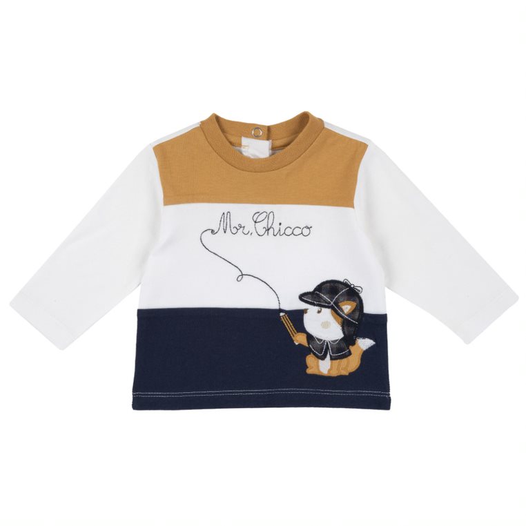 T-Shirt With Broad Stripes-White