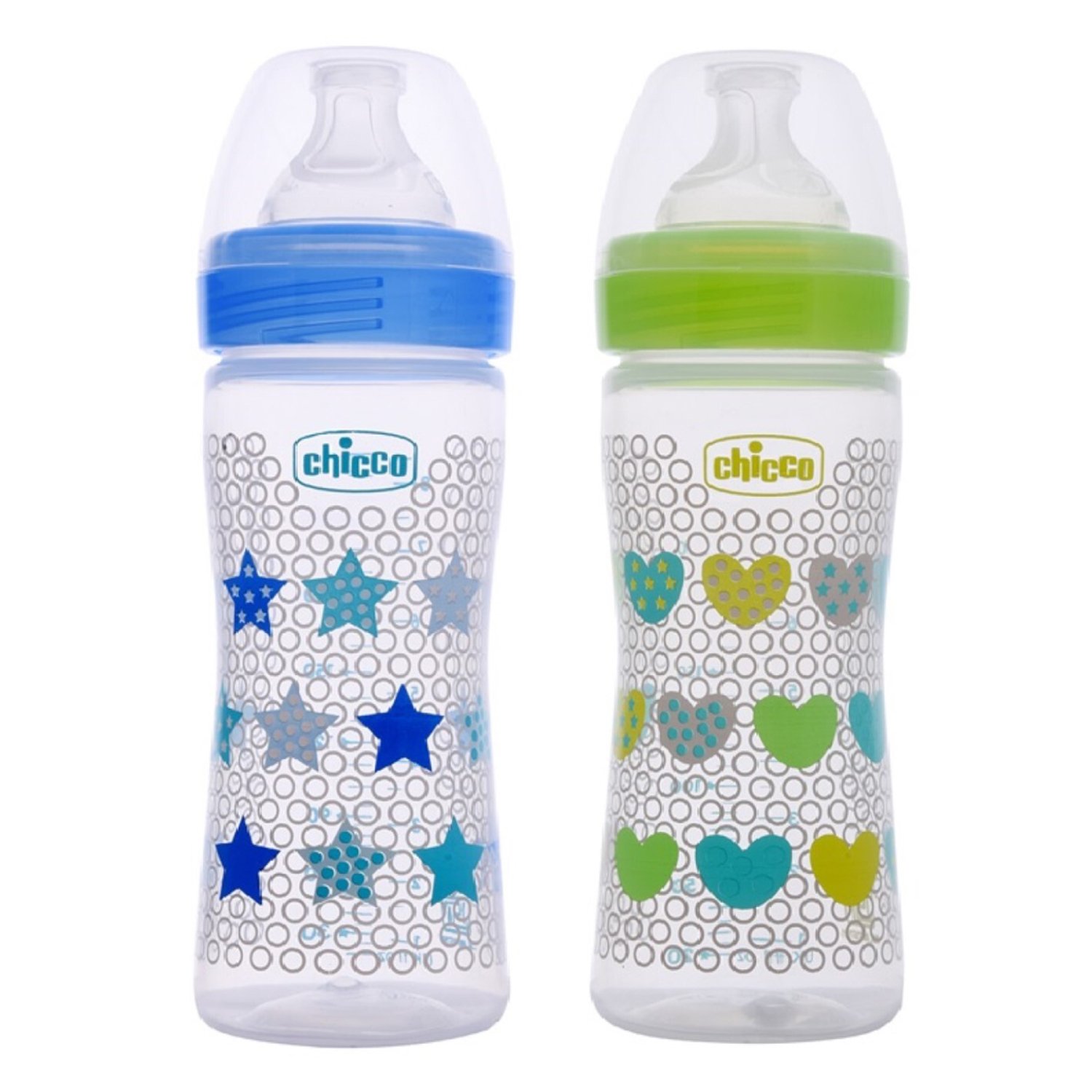 Well-Being Bi-Pack Feeding Bottle (250ml, Medium) (Blue Green)-Blue