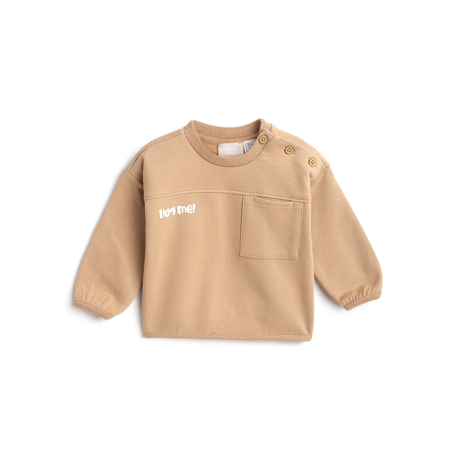 Boys Beige Printed Sweatshirt-Beige
