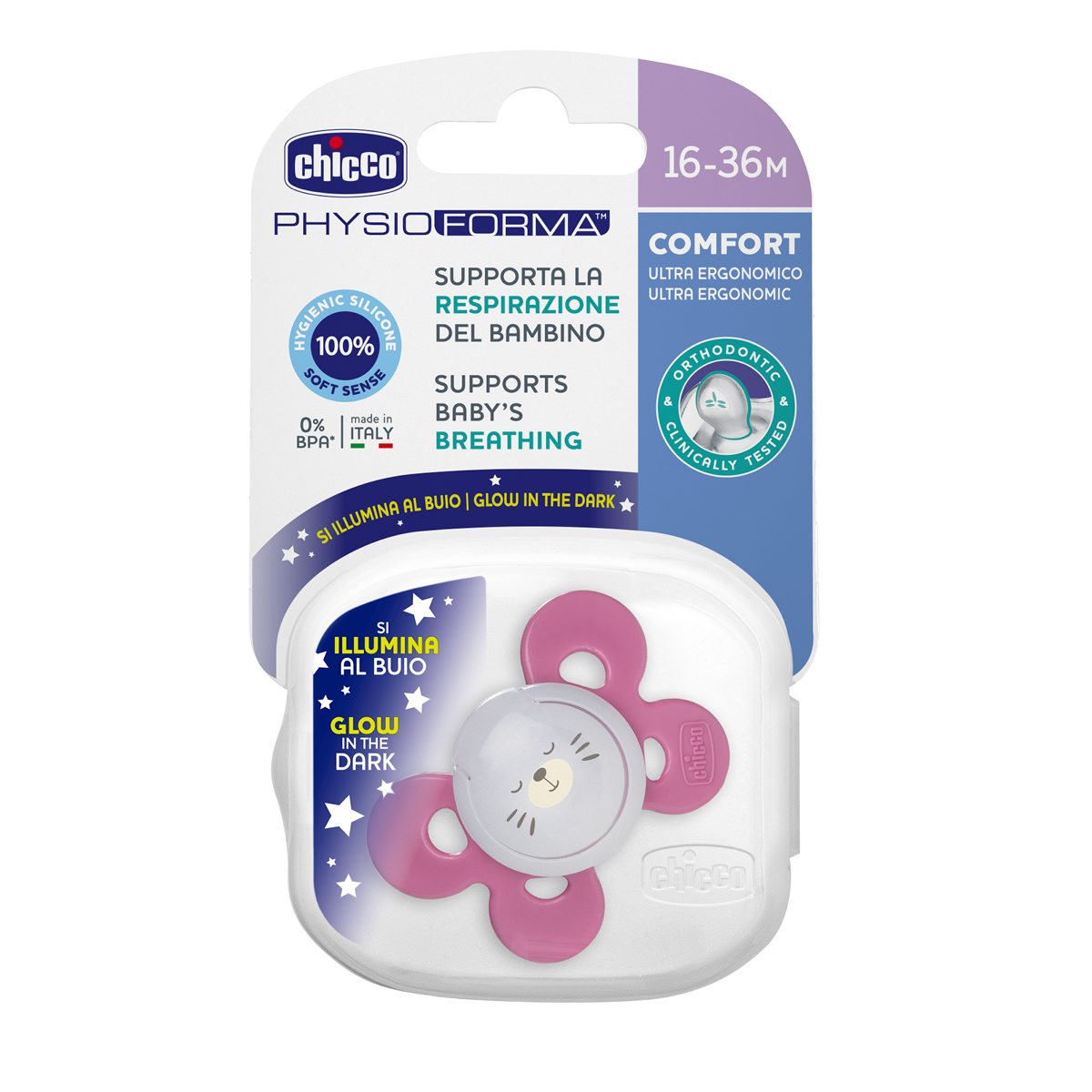Chicco Chicco Physioforma Gommotto silicone 16-36M girl 2pz 