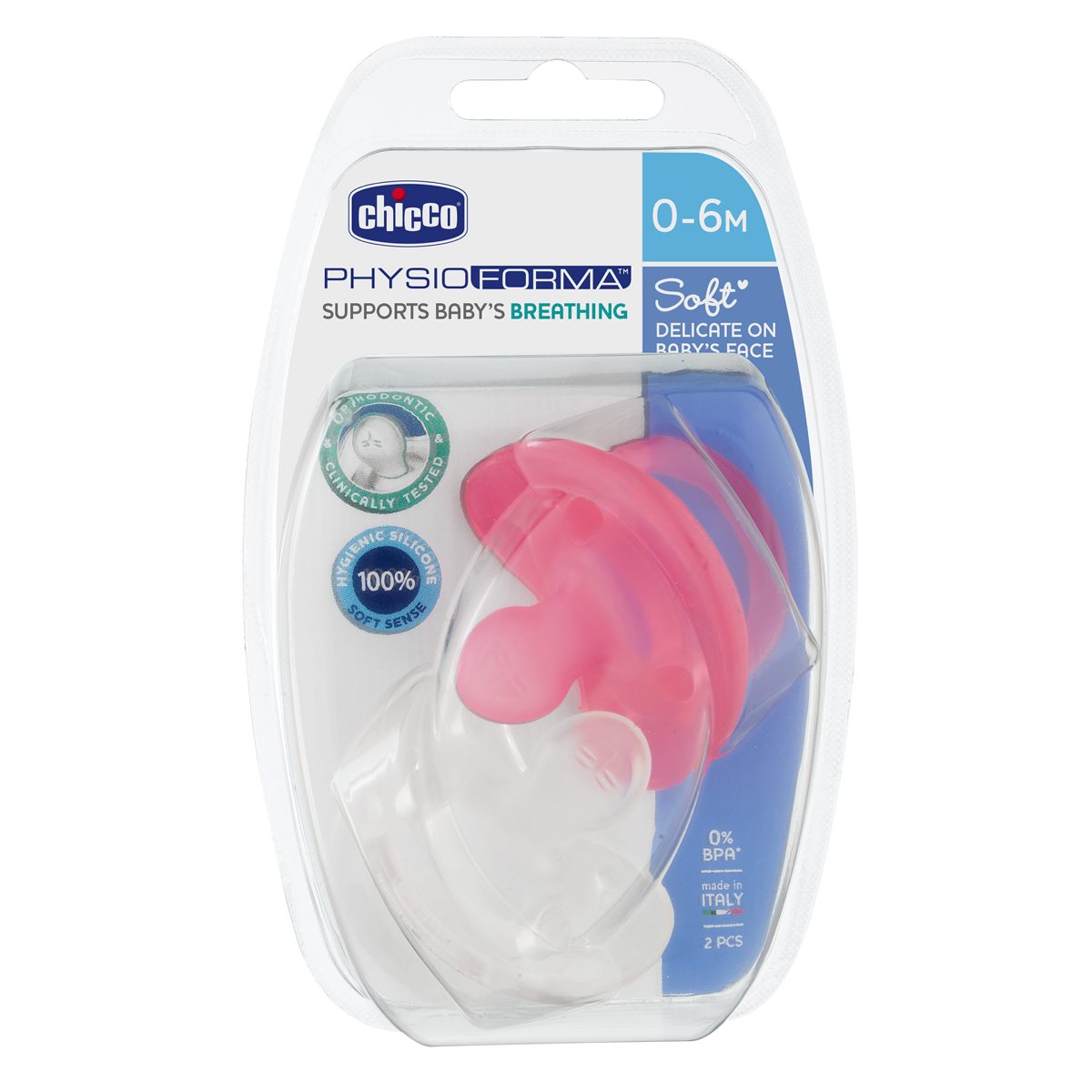 Soft Pacifier (0-6m) (Pink-White) (2 Pc)-Pink