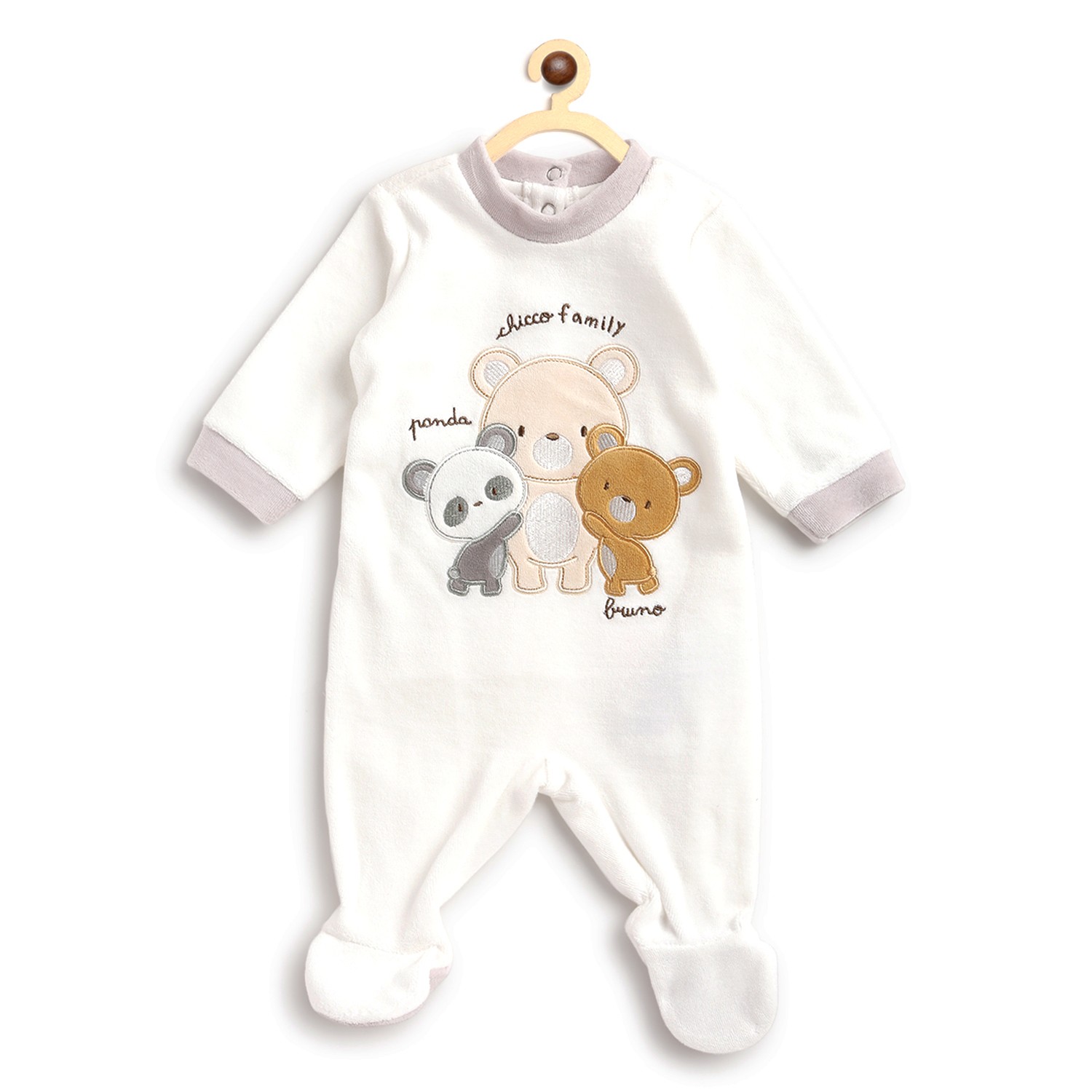 Infants Velour Nappy Opening Babysuit-Bronze