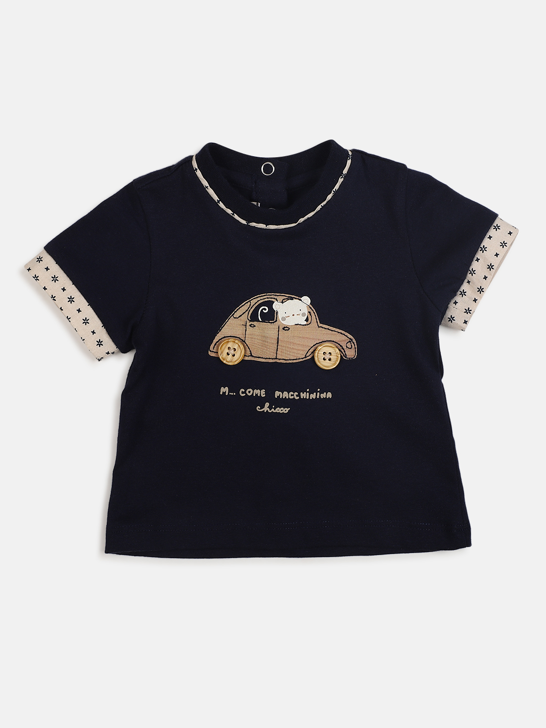 Boys Dark Blue Short Sleeve Knitted T- Shirt-Medium Blue
