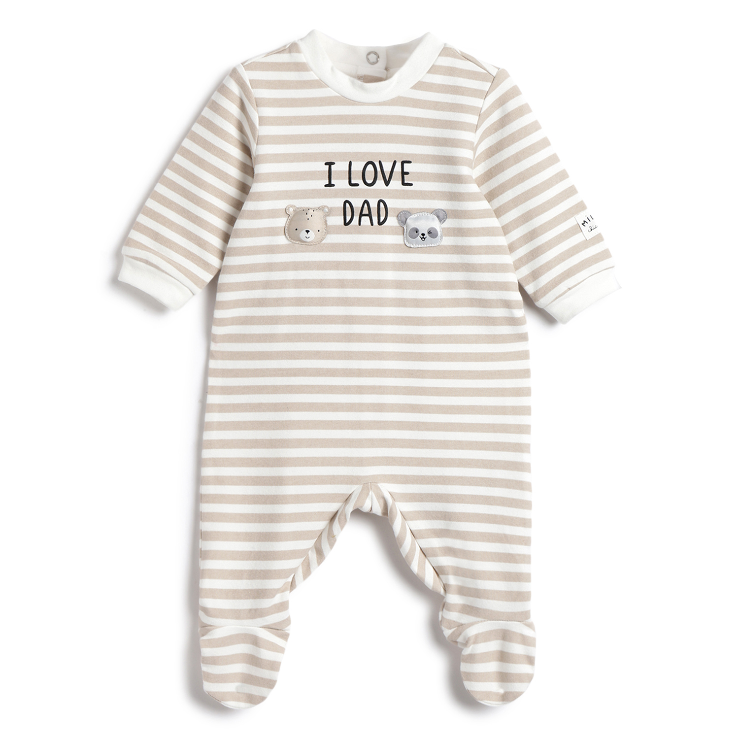 Infants White Typography Printed Nappy opening Babysuit-Beige