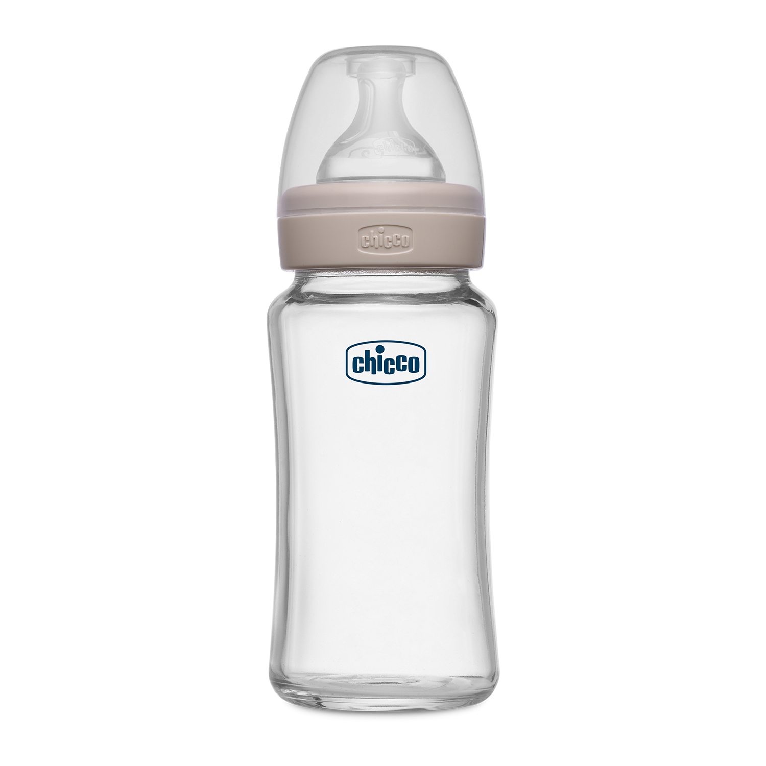 Well-Being Glass Feeding Bottle (240ml, Medium Flow) (Blue)-White